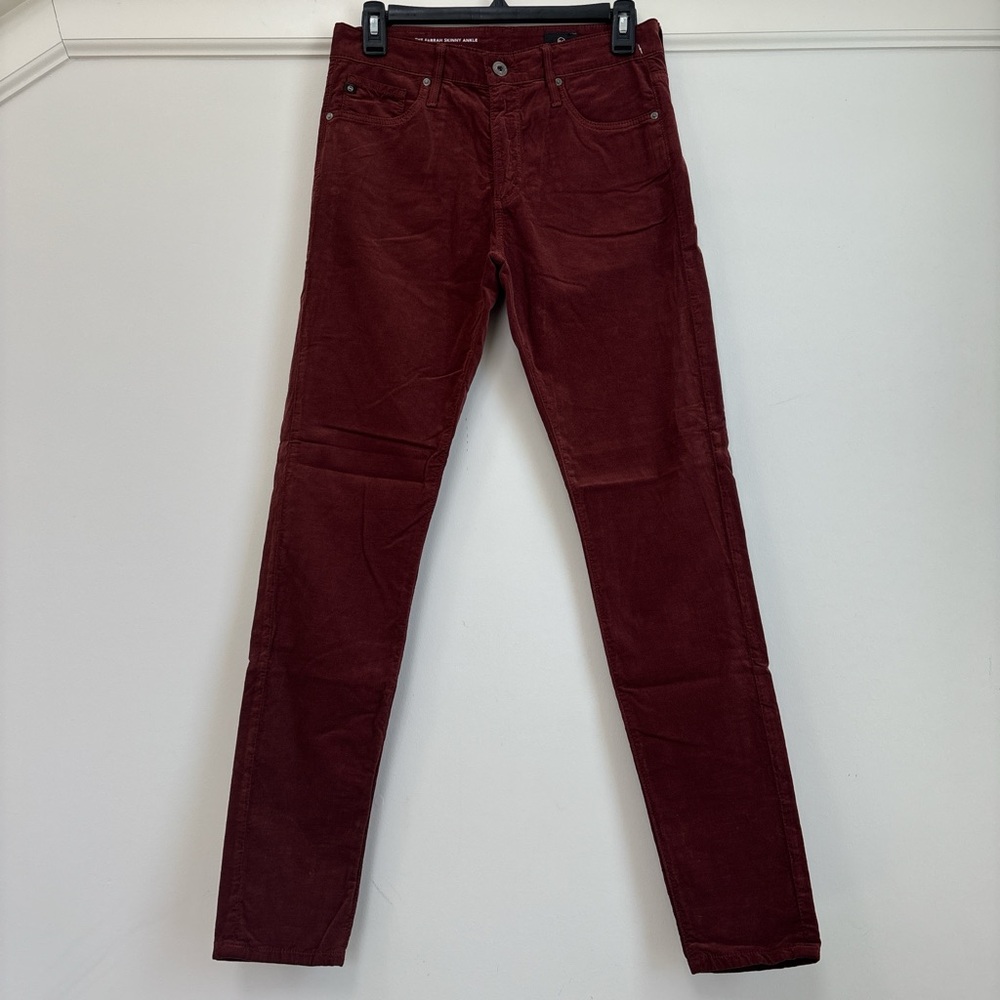 AG Adriano Goldschmied Farrah Skinny Ankle High Rise Corduroy Pants Burgundy 27